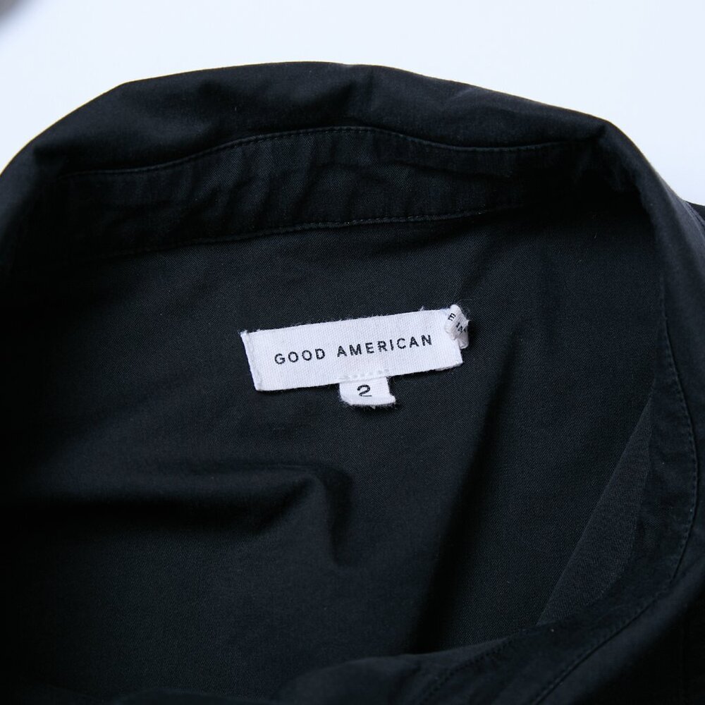 Good American Split Back Poplin Button Up Shirt black size 2 XS office siren - Picture 5 of 13